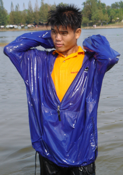 anorak blue lake hood sun protection polo shirt