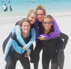 Girls in lycra swimsuits
