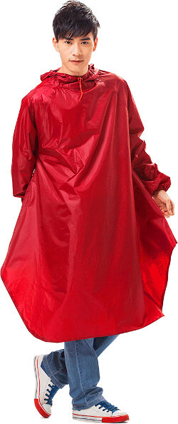 poncho cycling cape red with sleeves
